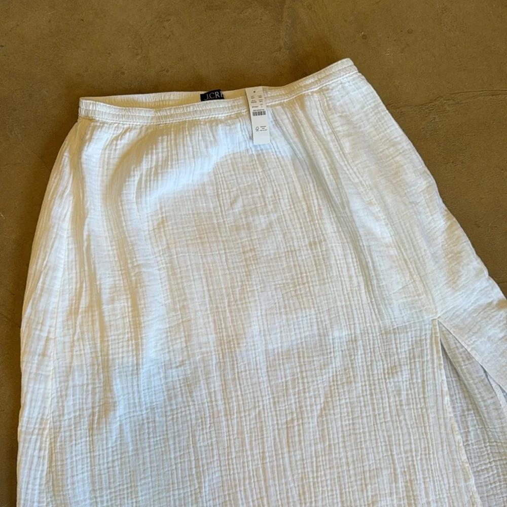 J Crew size large white cotton gauze maxi skirt with slit NWT  bohemian skirt - Picture 4 of 7